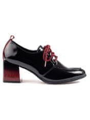 Amiatex Klasické polobotky dámské černé na širokém podpatku + Ponožky Gatta Calzino Strech, černé, 39