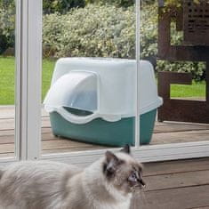 Stefanplast Chic Outdoor 56x54,5x39cm vnější krytá kočičí toaleta s malou střechou pro odtok vody bílá/světle hnědá