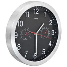shumee Nástěnné hodiny strojek Quartz vlhkoměr a teploměr 30 cm černé
