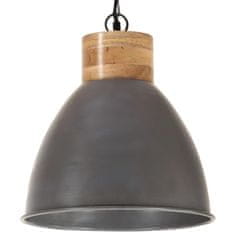 Greatstore Industriální závěsná lampa šedá železo masivní dřevo 46 cm E27