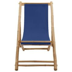 Greatstore Kempingová židle bambus a plátno námořnická modrá