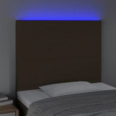 Greatstore Čelo postele s LED tmavě hnědé 80x5x118/128 cm textil
