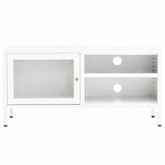 Greatstore TV stolek bílý 90 x 30 x 44 cm ocel a sklo