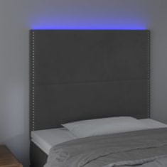 Greatstore Čelo postele s LED tmavě šedé 80x5x118/128 cm samet