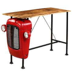 Greatstore Barový stůl traktor z mangovníkového dřeva červený 60x150x107cm