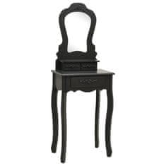 Greatstore Toaletní stolek se stoličkou černý 50 x 59 x 136 cm pavlovnia