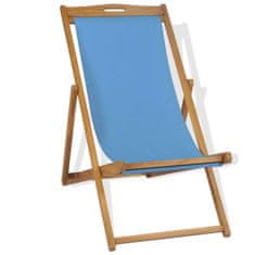 Greatstore Kempingová židle teakové dřevo 56 x 105 x 96 cm modrá