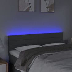 Greatstore Čelo postele s LED tmavě šedé 144x5x78/88 cm textil