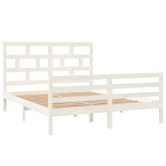 Greatstore Rám postele bílý masivní dřevo 160 x 200 cm