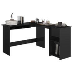 Greatstore Rohový psací stůl černý vysoký lesk 120x140x75 cm dřevotříska