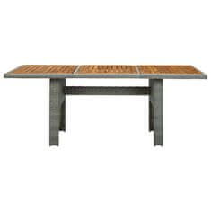 Vidaxl Zahradní stůl světle šedý polyratan a masivní akáciové dřevo