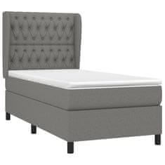 Greatstore Box spring postel s matrací tmavě šedá 90x200 cm textil