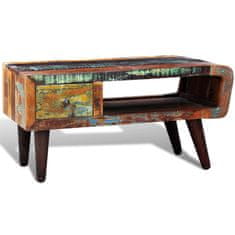 Greatstore Konferenční stolek zaoblený tvar 1 zásuvka recyklované dřevo
