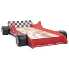 shumee Dětská postel ve tvaru závodního auta 90 x 200 cm červená