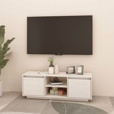 Greatstore TV stolek bílý 110 x 30 x 40 cm masivní borové dřevo