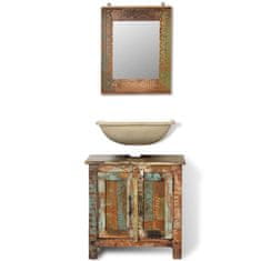 Greatstore Koupelnová sada z recyklovaného masivního dřeva se zrcadlem