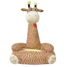 Greatstore Plyšové dětské křeslo žirafa hnědá