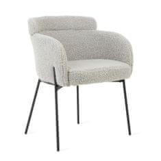 Homla Židle FLUFFY v šedé látce TEDDY BOUCLÉ 57x60x78 cm