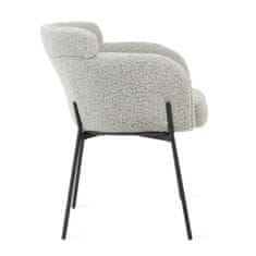 Homla Židle FLUFFY v šedé látce TEDDY BOUCLÉ 57x60x78 cm