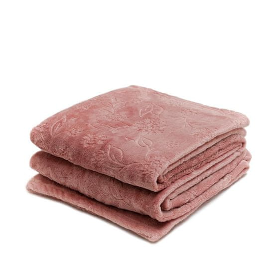 Růžová deka s reliéfem PEBLE 150x200