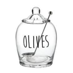 Homla Sklenice na olivy se lžící LIVEN 0,55 l