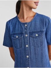 Pieces Modré dámské džínové košilové šaty Pieces Tara XS