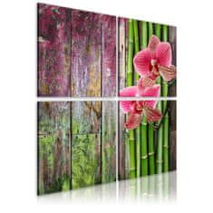 Artgeist Obraz - Bambus a orchidea 80x80
