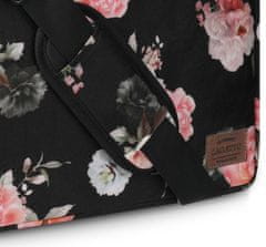 Dámská brašna na 15,6" na notebook elegantní černá s květinovým vzorem. Aktovka na notebook s nastavitelným ramenním popruhem a držadly. Jednokomorová taška, 40 cm x 30 cm x 6,9 cm ZG674