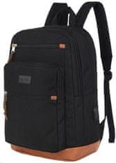 Canyon BPS-5 batoh pro 15.6" ntb, 45 x 31 x 16cm, 22L, USB-A, 3+4 kapsy + 1 na láhev, 2 přepážky, dešti odolný, černý