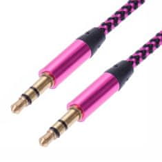 Northix 1m tkaný 3,5mm Aux kabel - růžový 