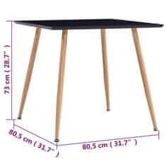 shumee Jídelní stůl černý a dubový 80,5 x 80,5 x 73 cm MDF