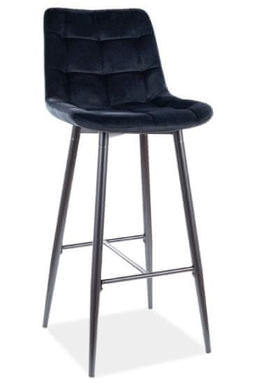 CASARREDO Barová čalouněná židle SIK VELVET černá/černá