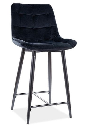CASARREDO Barová čalouněná židle SIK VELVET černá/černá
