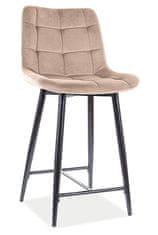 CASARREDO Barová čalouněná židle SIK VELVET béžová/černá