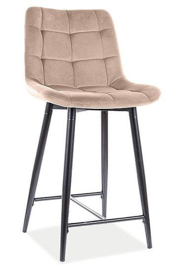 CASARREDO Barová čalouněná židle SIK VELVET béžová/černá