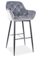 CASARREDO Barová čalouněná židle CHEERS velvet šedá/černá