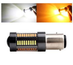 Rabel LED autožárovka BAY15D 1157 P21/5W dual color 66 smd 4014 oranžova bílá s čočkou USA