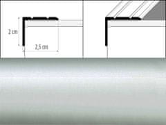 Effector Přechodové lišty A36 - SCHODOVÉ šířka 2,5 x výška 2 x délka 90 cm - stříbrná