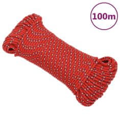 Greatstore Lodní lano červené 3 mm 100 m polypropylen