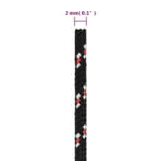 Vidaxl Lodní lano černé 2 mm 100 m polypropylen