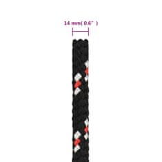 Greatstore Lodní lano černé 14 mm 100 m polypropylen
