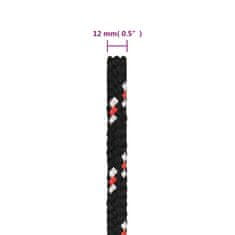Greatstore Lodní lano černé 12 mm 25 m polypropylen