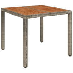 Petromila Zahradní stůl s dřevěnou deskou šedý 90 x 90 x 75 cm polyratan