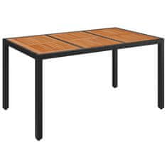 Petromila Zahradní stůl s dřevěnou deskou černý 150x90x75 cm polyratan