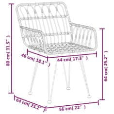 Vidaxl Zahradní židle 2 ks s područkami černé 56 x 64 x 80 cm PE ratan