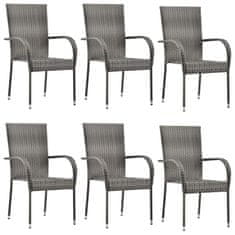 Greatstore Stohovatelné zahradní židle 6 ks šedé polyratan
