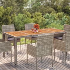 Vidaxl Zahradní stůl s dřevěnou deskou šedý 190 x 90 x 75 cm polyratan