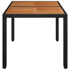 Vidaxl Zahradní stůl s dřevěnou deskou černý 90 x 90 x 75 cm polyratan