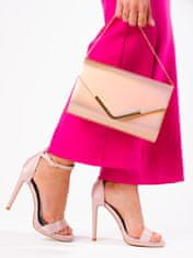 Amiatex Zajímavé dámské sandály růžové na jehlovém podpatku, odstíny růžové, 37