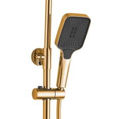 BPS-koupelny Sprchový komplet s termostatickou baterií REA HELIX černý mat/zlatý